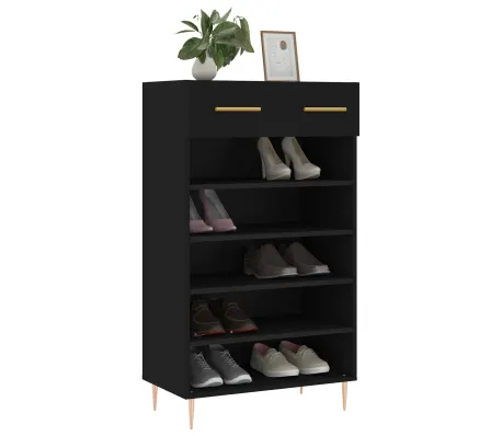 Armoire à chaussures noir 60x35x105 cm bois d'ingénierie