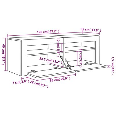 Meuble TV avec lumières LED chêne marron 120x35x40 cm