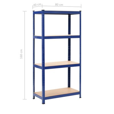 Étagères de rangement 2 pcs Bleu 80x40x160 cm Acier et MDF