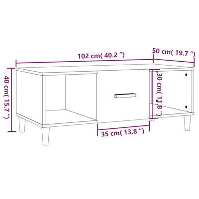 Table basse gris béton 102x50x40 cm bois d'ingénierie