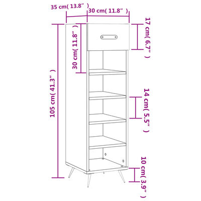 Armoire à chaussures blanc 30x35x105 cm bois d'ingénierie