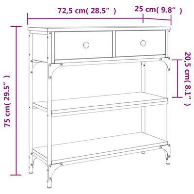 Table console noir 72,5x25x75 cm bois d'ingénierie