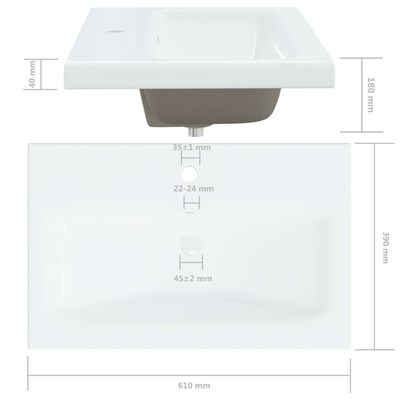 Lavabo encastré avec robinet 61x39x18 cm Céramique Blanc