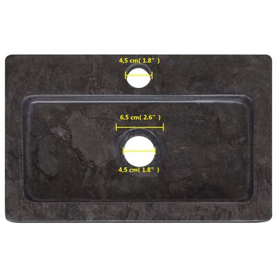 Lavabo mural noir 38x24x6,5 cm marbre