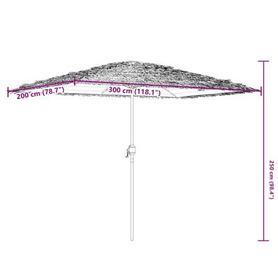 Parasol de jardin avec LED et mât en acier marron 300x200x250cm