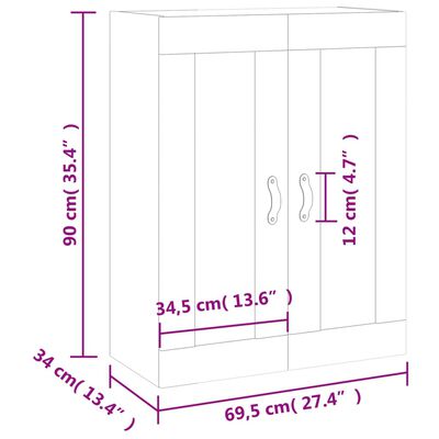 Armoire murale blanc 69,5x34x90 cm