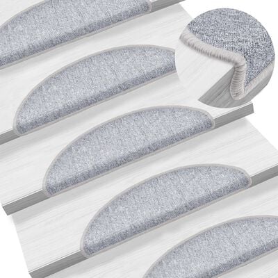 Tapis d'escalier 15 pcs Gris clair 56x17x3 cm