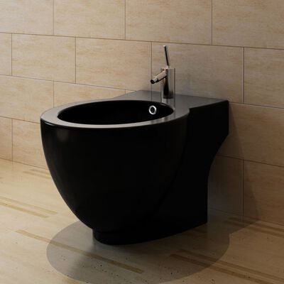 bidet rond à poser en céramique sanitaire noir