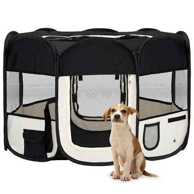 Parc pliable pour chien avec sac de transport Noir 110x110x58cm