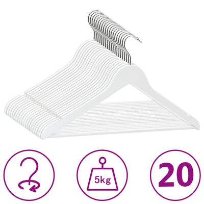 Cintres antidérapants 20 pcs Blanc Bois dur