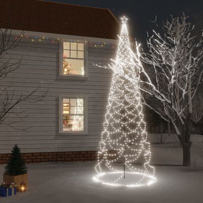 Arbre de Noël avec poteau en métal 1400 LED blanches froides 5m