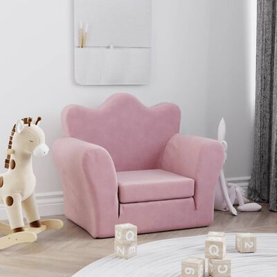 Canapé-lit pour enfants rose peluche douce