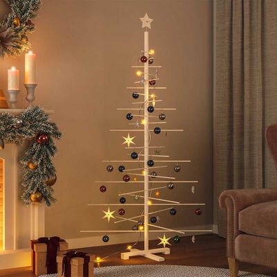 Arbre de Noël en bois pour décoration 180 cm bois massif de pin