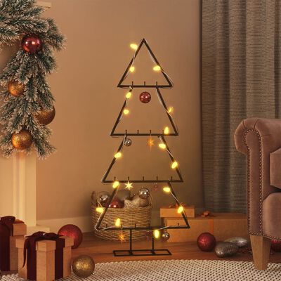 Arbre de Noël en métal pour décoration noir 90 cm