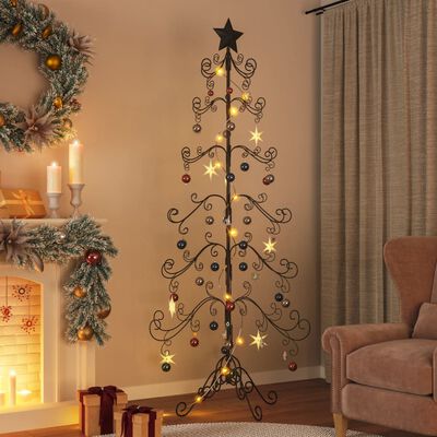 Arbre de Noël en métal pour décoration noir 215 cm