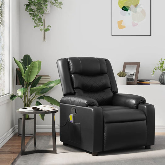 Fauteuil de massage inclinable Noir Similicuir