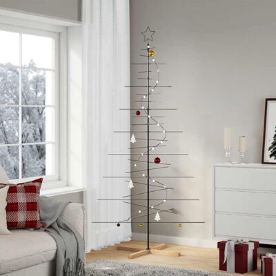 Arbre de Noël en métal avec base en bois noir 210 cm