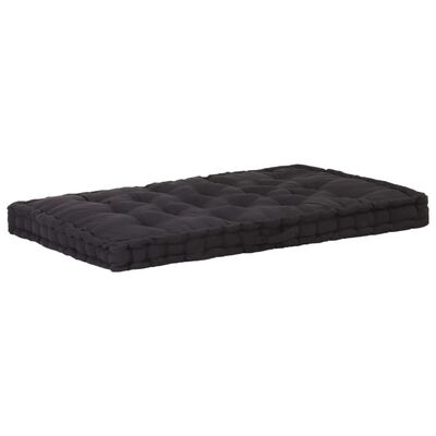 Coussin de plancher de palette Coton 120x80x10 cm Noir