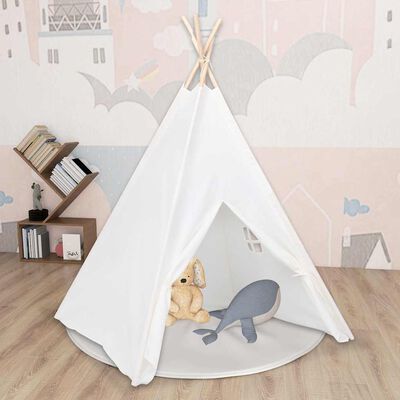 Tente tipi d'enfants avec sac Peau de pêche Blanc 120x120x150cm