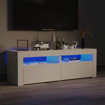 Meuble TV avec lumières LED blanc brillant 120x35x40 cm