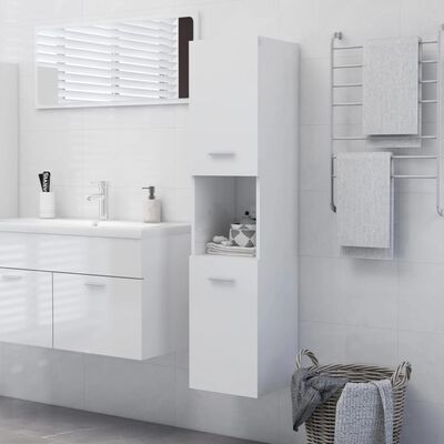 Armoire de salle de bain Blanc brillant Bois d'ingénierie