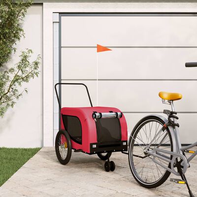 Remorque de Vélo pour Animaux de Compagnie, Chariot à Vélo pour Chien avec Roues, Poussette de Chien, Orange et Noir Tissu Oxford et Fer