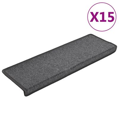 Tapis d'escalier 15 pcs 65x21x4 cm Gris foncé