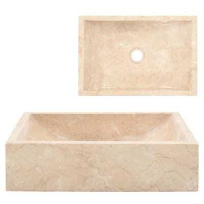 Lavabo 45x30x12 cm marbre crème brillant