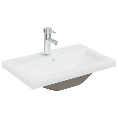 Lavabo encastré avec robinet 61x39x18 cm Céramique Blanc