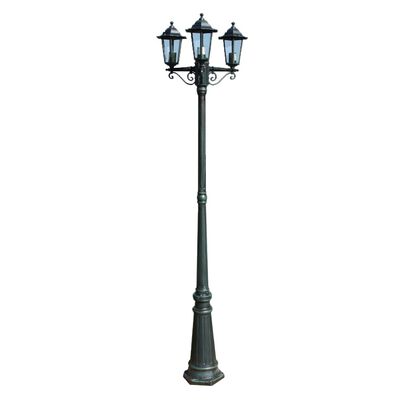 Lampadaire de jardin 3 bras 215 cm Vert foncé/Noir Aluminium