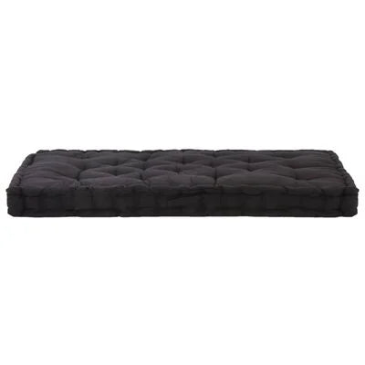 Coussin de plancher de palette Coton 120x80x10 cm Noir