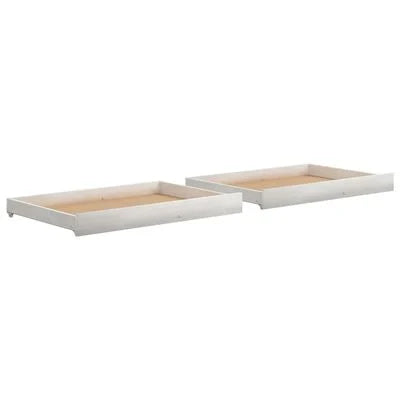 Tiroirs de lit 2 pcs Blanc Bois de pin massif