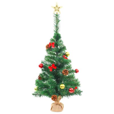 Arbre de Noël artificiel pré-éclairé avec boules vert 64 cm