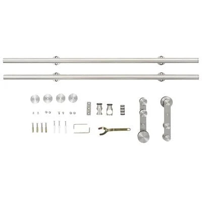 Kit fixation porte coulissante 183 cm Acier inoxydable Argenté