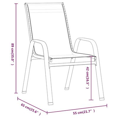 Chaises empilables de jardin lot de 4 Gris Tissu textilène