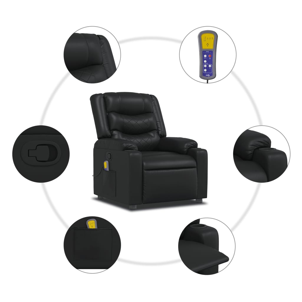 Fauteuil de massage inclinable Noir Similicuir