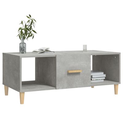 Table basse gris béton 102x50x40 cm bois d'ingénierie