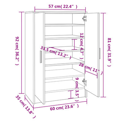 Armoire à chaussures Blanc 60x35x92 cm Bois d’ingénierie Offre