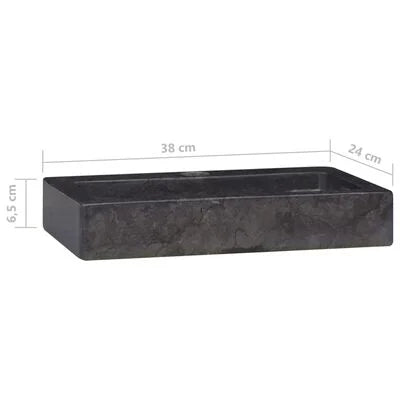 Lavabo mural noir 38x24x6,5 cm marbre