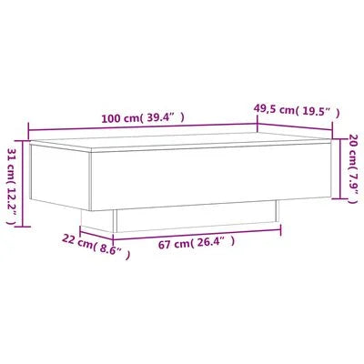 Table basse blanc brillant 100x49,5x31 cm bois d'ingénierie